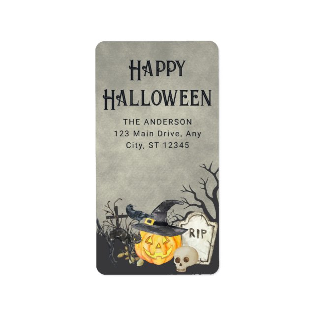 Spooky Costumes och Cocktails Halloween Adressetikett (Framsidan)
