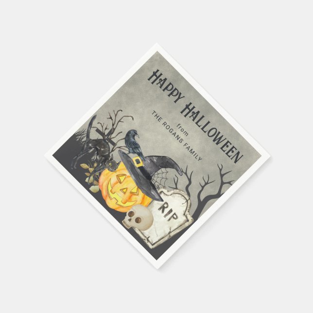 Spooky Costumes och Cocktails Halloween Pappersservett (Hörn)