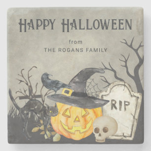 Spooky Costumes och Cocktails Halloween Stenunderlägg
