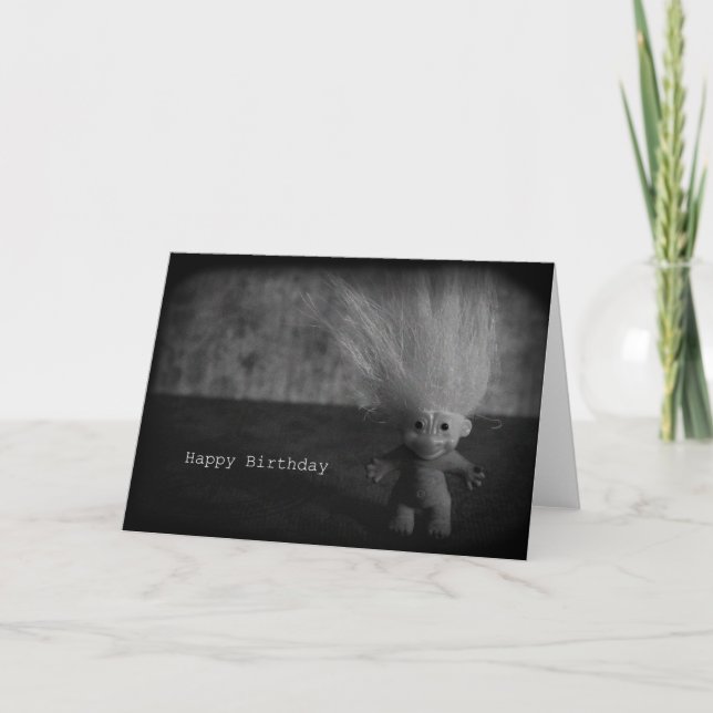 Spooky Creepy Birthday-kort från konstigen Troll Tack Kort (Framsida)