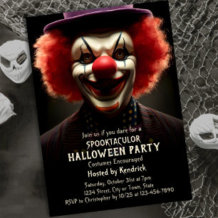 Spooky Creepy Clown Halloween Costume Party Inbjudningar