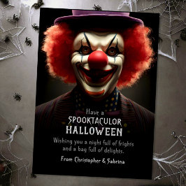 Spooky Creepy Clown Halloween Hälsning Julkort