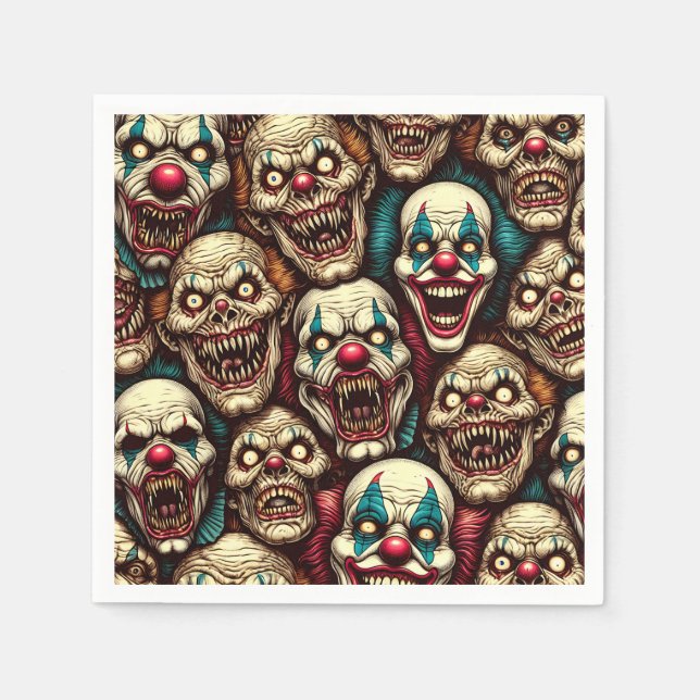 Spooky Creepy Clown Zombie Halloween Pappersservett (Framsidan)