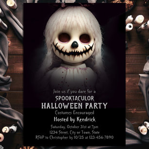 Spooky Creepy Doll Halloween Costume Party Inbjudningar