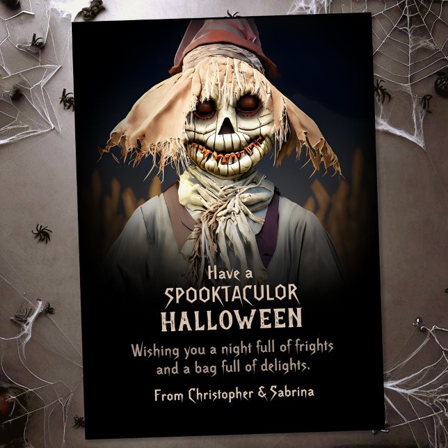 Spooky Creepy Fågelskrämma Halloween Hälsning Julkort (Skapare uppladdad)