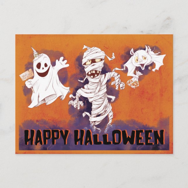 Spooky Creepy Happy halloween Vykort (Framsida)