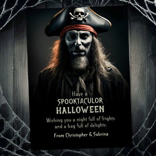 Spooky Creepy Pirat Halloween Hälsning Julkort