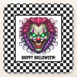 Spooky Creepy Scary Clown Halloween Papper Underlä Underlägg Papper Kvadrat