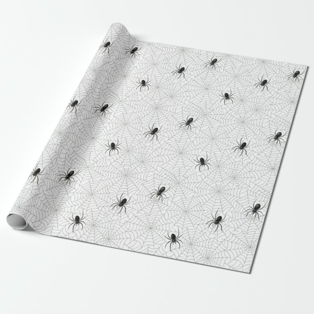 Spooky Creepy Spindelnät Halloween Presentpapper (Utrullad)
