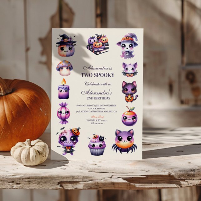 Spooky Cute 2nd Birthday Halloween Pastel Kawaii Inbjudningar (Skapare uppladdad)