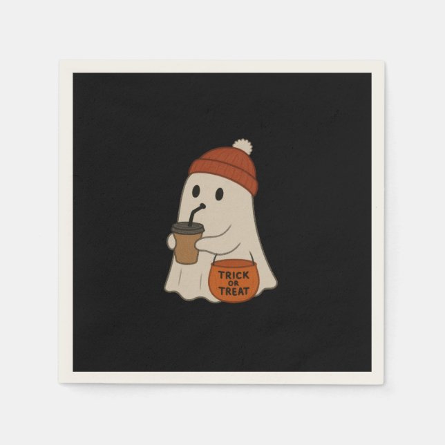 Spooky Cute Adorable Ghost Red Beanie Halloween  Pappersservett (Framsidan)
