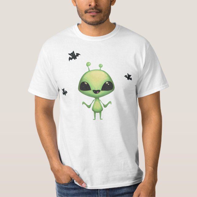 Spooky-Cute Alien Halloween T-Shirt (Framsida)