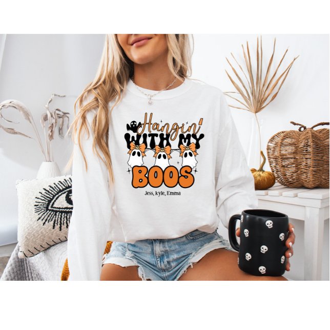 Spooky-Cute Anpassningsbar Hangin’ with My Boos Ha T Shirt (Skapare uppladdad)