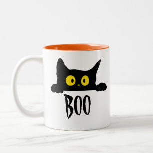 Spooky Cute Black Cat Boo Halloween Coffee Mugg