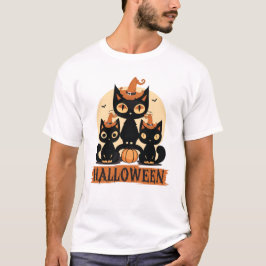 Spooky Cute Black Cat Halloween Autumn Pumpkin T Shirt