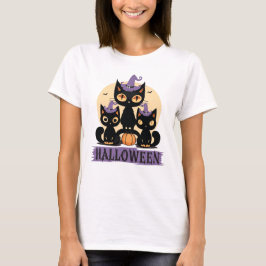 Spooky Cute Black Cat Halloween Autumn Pumpkin T Shirt
