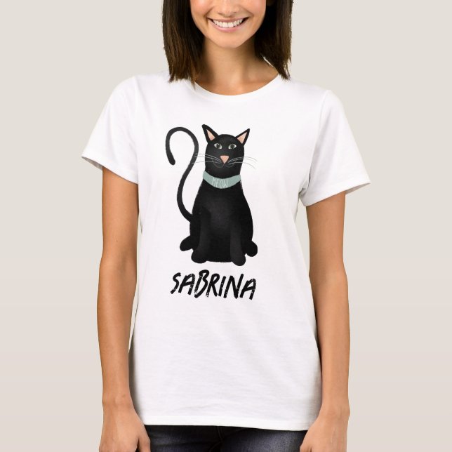Spooky Cute Black Cat Halloween T Shirt (Framsida)