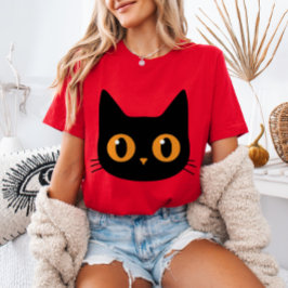 Spooky Cute Black Cat Head Halloween Kattdjur T Shirt