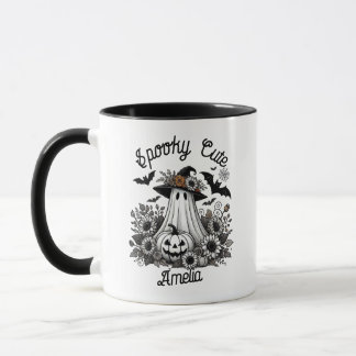 Spooky Cute Blommigt Ghost Halloween Mugg