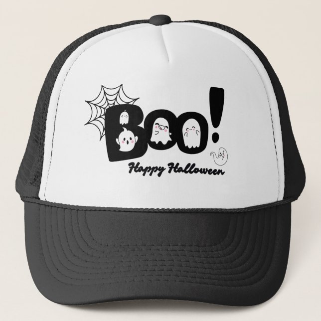 Spooky Cute "Boo"! Halloween Ghost Cap Keps (Framsida)