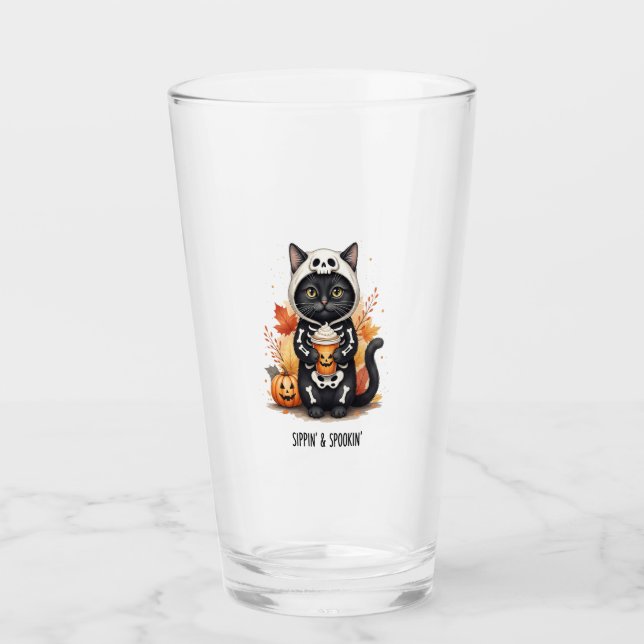 Spooky Cute Cat Halloween Glaskopp (Framsida)