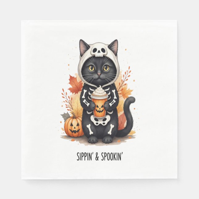 Spooky Cute Cat Halloween Pappersservett (Framsidan)