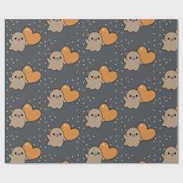 Spooky Cute Charcol Grid Ghost Heart Mönster Presentpapper