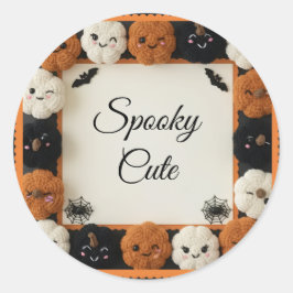 Spooky Cute Crochet Pumpkin Halloween Stickers Runt Klistermärke