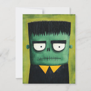 Spooky Cute Frankenstein Monster Halloween Vykort