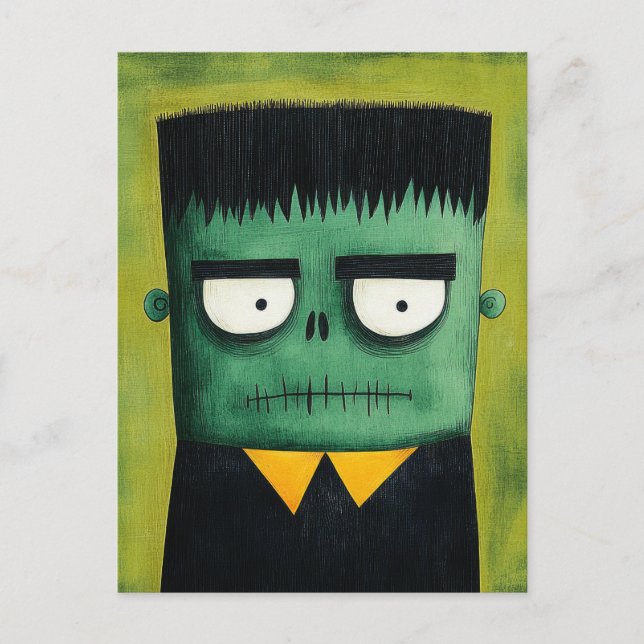 Spooky Cute Frankenstein Monster Halloween Vykort (Framsida)