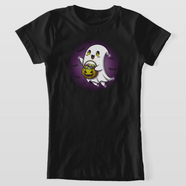 Spooky Cute Ghost | BLACK ENDAST T Shirt (Laydown)
