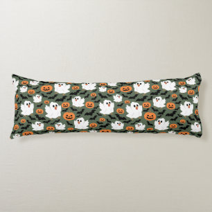 Spooky Cute Ghost Chickens med Pumpkins och Fladde Kroppskudde