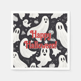 Spooky Cute Ghost Halloween Black White Pappersservett