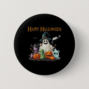 Spooky Cute Ghost Halloween Costume Lycklig Hallow Knapp