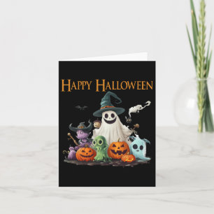 Spooky Cute Ghost Halloween Costume Lycklig Hallow Kort