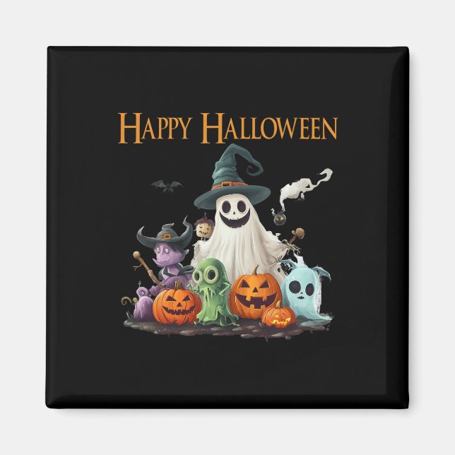 Spooky Cute Ghost Halloween Costume Lycklig Hallow Magnet (Framsidan)