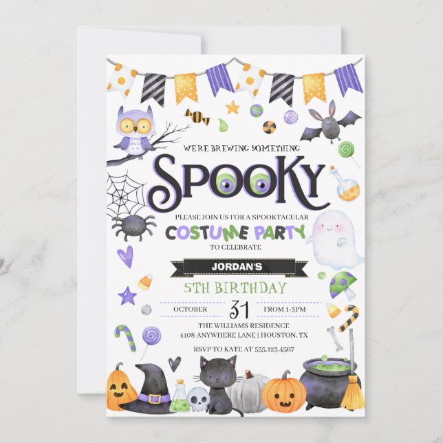 Spooky Cute Ghost Halloween Costume Party Inbjudningar (Framsida)