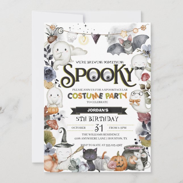 Spooky Cute Ghost Halloween Costume Party Inbjudningar (Framsida)