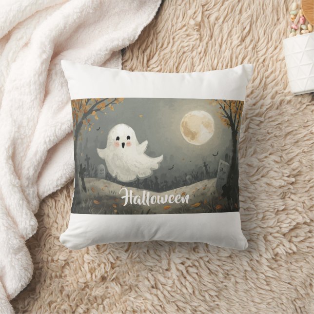 "Spooky Cute Ghost Halloween Dekorativ kudde" Kudde (Filt)