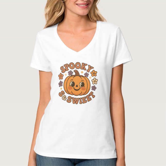 Spooky Cute Ghost - Halloween Pumpkin Älskare T-Sh T Shirt (Framsida)