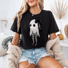 Spooky Cute Ghost i Stripe Leggings Halloween T Shirt