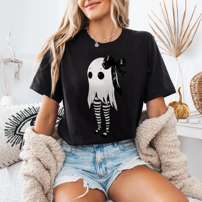 Spooky Cute Ghost i Stripe Leggings Halloween T Shirt (Skapare uppladdad)