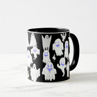 Spooky Cute Ghost Illustration Mönster - Halloween Mugg