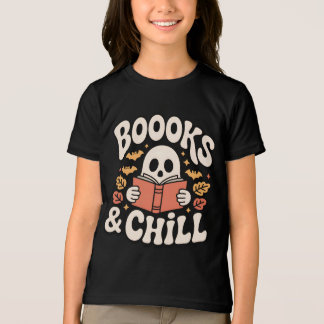 Spooky Cute Ghost Reading Bok T Shirt
