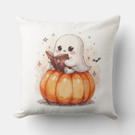 Spooky Cute Ghost Reading - Mysigt Halloween Pumpk Kudde