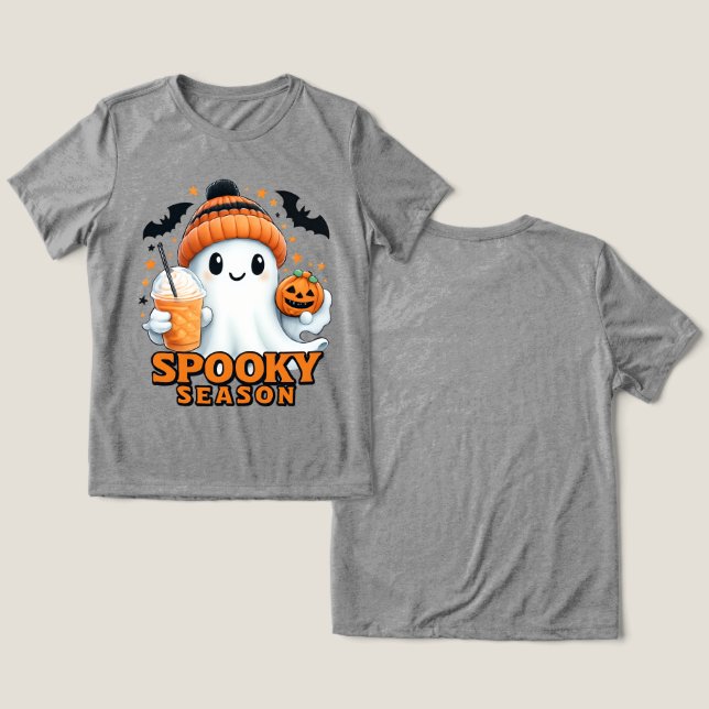 Spooky Cute Ghost T-Shirt, Halloween Ghost Tee  (Design fram och bak)