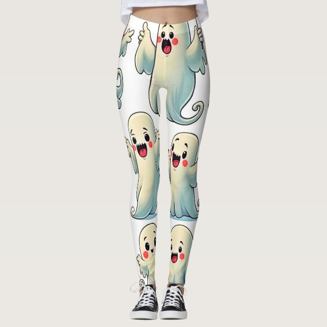 Spooky Cute Ghosts: Hauntingly Fun! Leggings (Framsida)