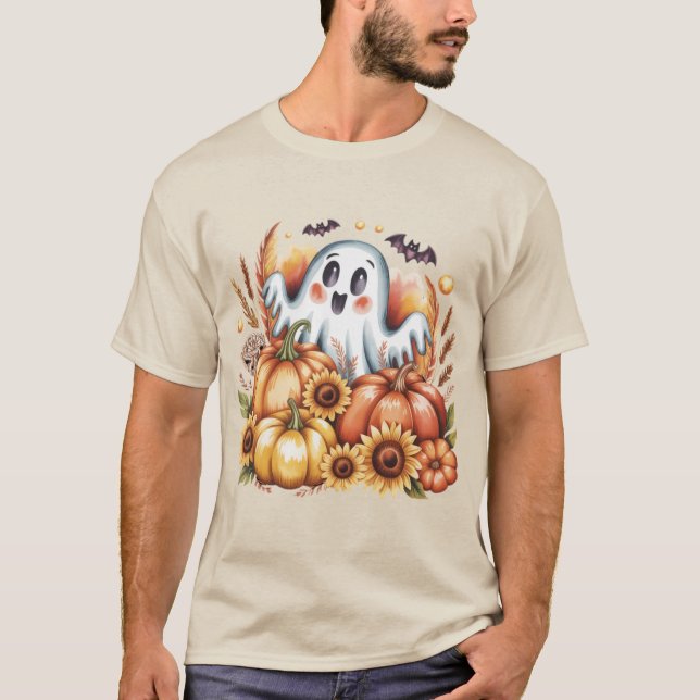 Spooky Cute Ghovalt Harvest Halloween Hösten T Shirt (Framsida)