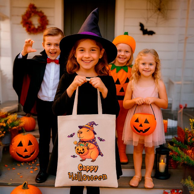 Spooky Cute Gift Funny Cappy Halloween Capybara Tygkasse (Skapare uppladdad)