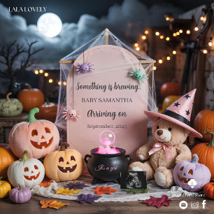 Spooky Cute Girl Halloween Gravid Meddelande Inbjudningar